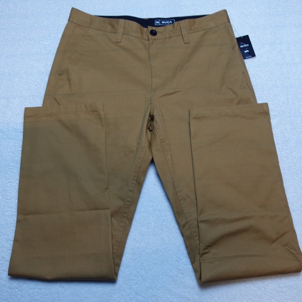 RVCA Smith Pant Mens 34 Tan Chino Trousers 23A1102400
